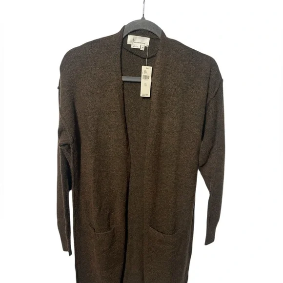 Anthropologie Chocolate Brown Open-Front Cardigan, very elegant . - Picture 2 of 11